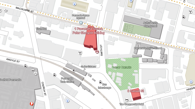 Map of Western Sydney University Parramatta City Campus